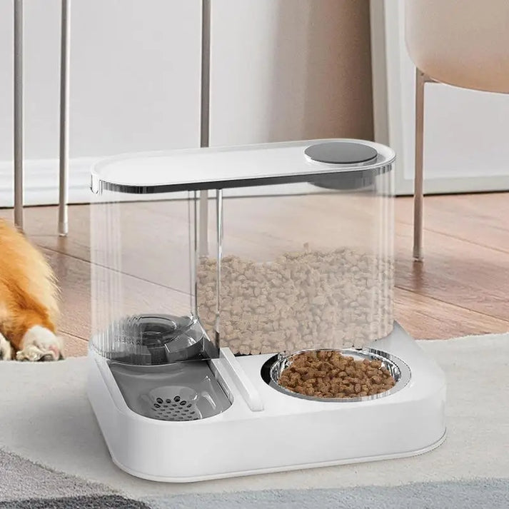 2 In 1 Automatic Cat/Dog Feeder, Automatic 2-in-1 Dry Food & Water/Storage Dispenser